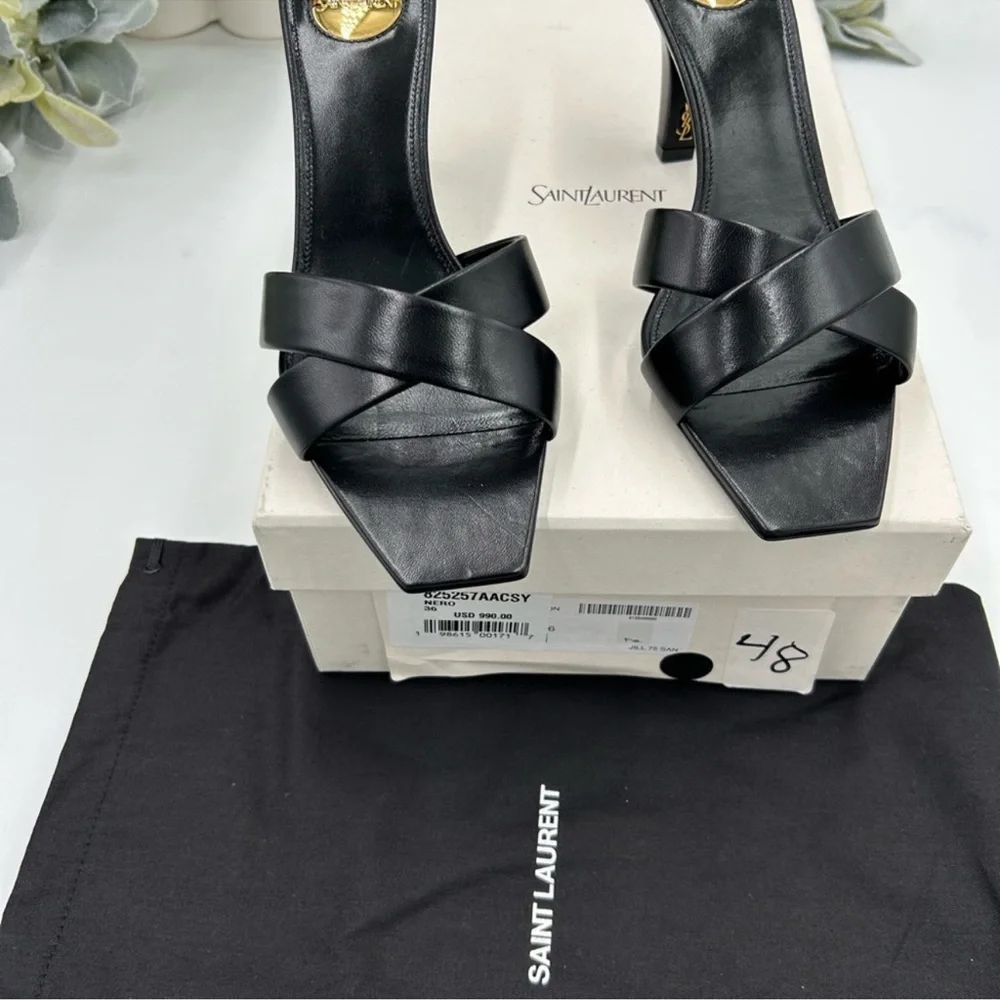 Women’s Saint Laurent Jill 75 leather mules size 36 made in Italy
